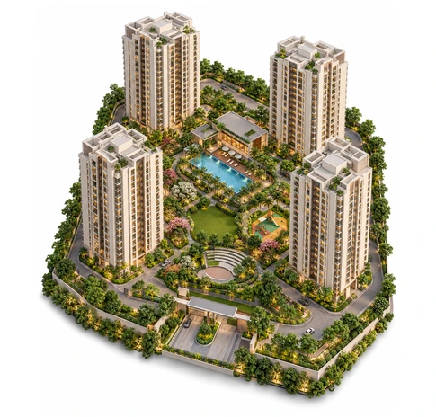 Sobha Liora Whitefield master plan showing the towers, landscaped areas and amenity zones at Whitefield, Bangalore